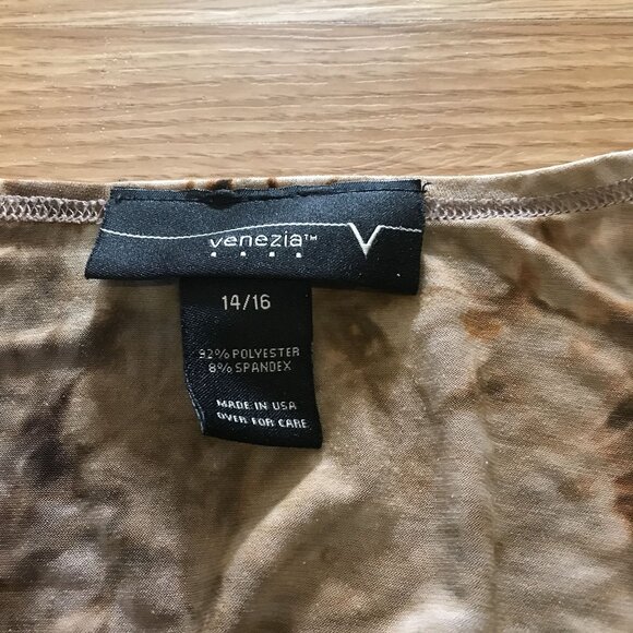 Venezia Tunic Women Brown Tie Dye With Embellished Waist 14/16 Polyester Spandex - Picture 6 of 10